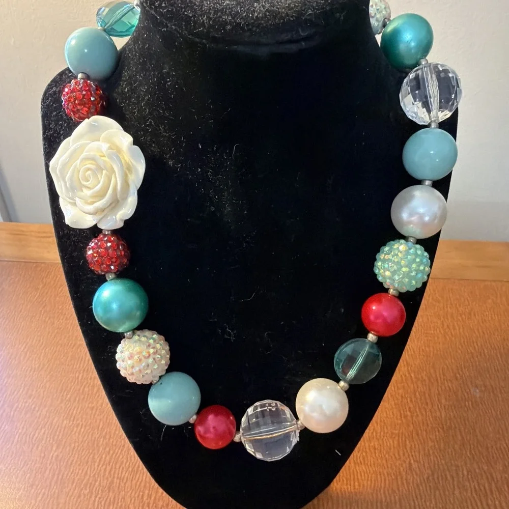 Girls Bubblegum Beaded Statement Necklaces Set Of 2